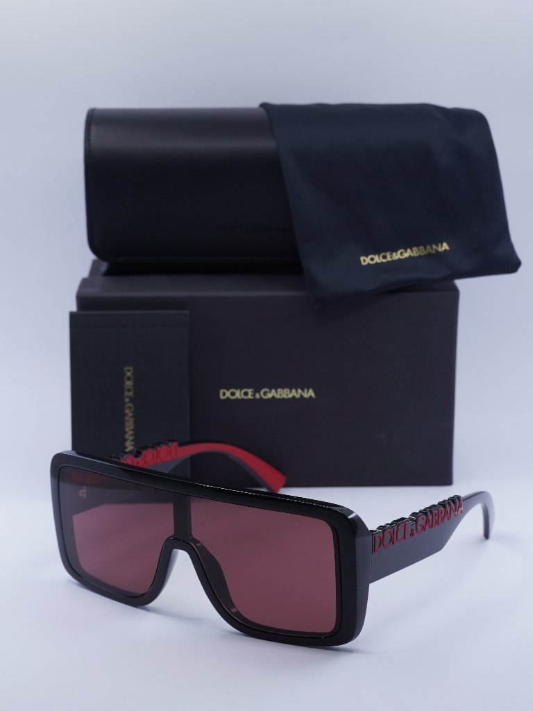 Dolce & Gabbana Dg6204 501/75 Shield Sunglasses - Shiny Black/Violet